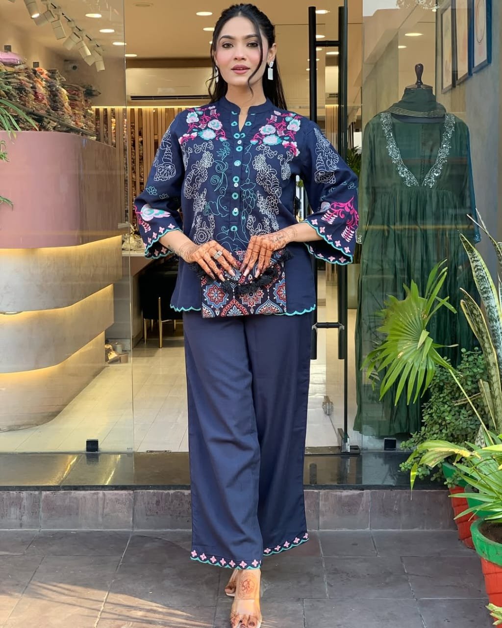 Cotton Embroidered Summer Coord Set with Pockets